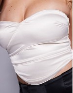 stretch satin seam detail corset top